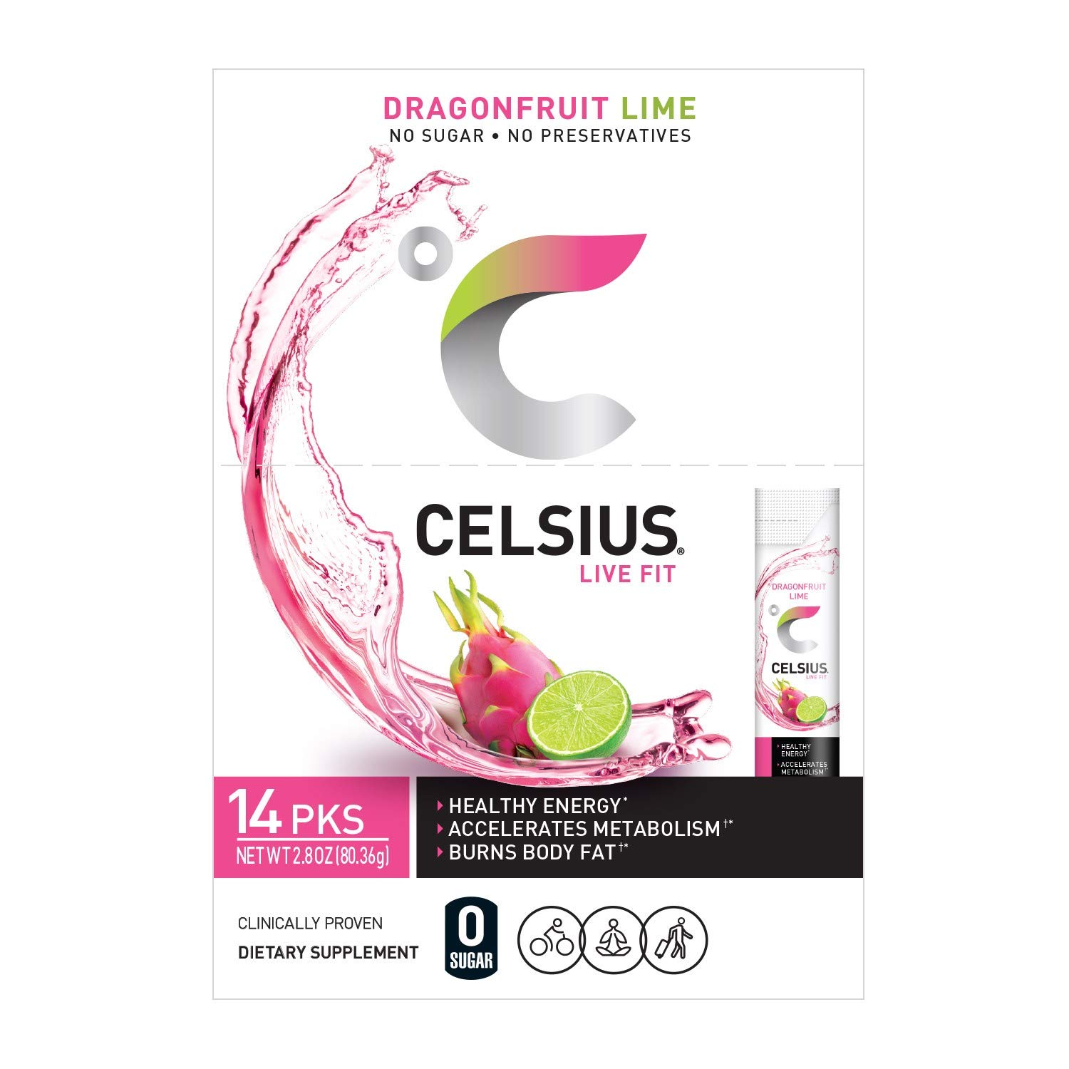 CELSIUS On-the-Go Powder Stick, Combo Pack of Dragonfruit Lime and Cranberry Lemon, 28 Piece Assortment - Image 7